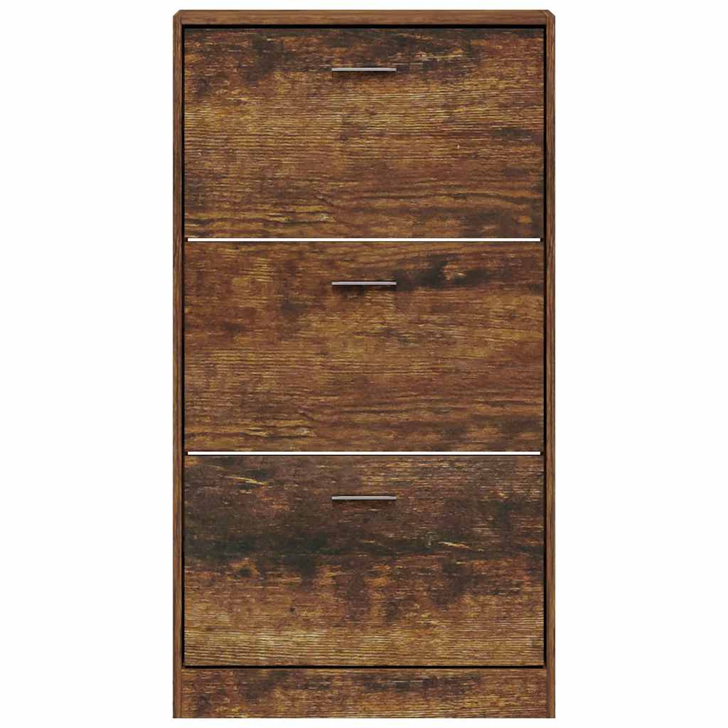 skoskab 59x17x108 cm konstrueret træ røget egetræsfarve