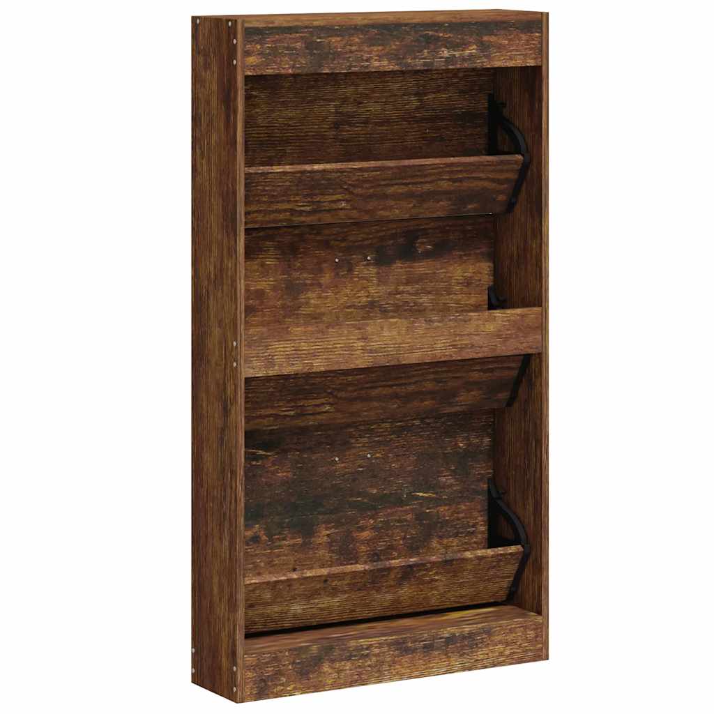 skoskab 59x17x108 cm konstrueret træ røget egetræsfarve