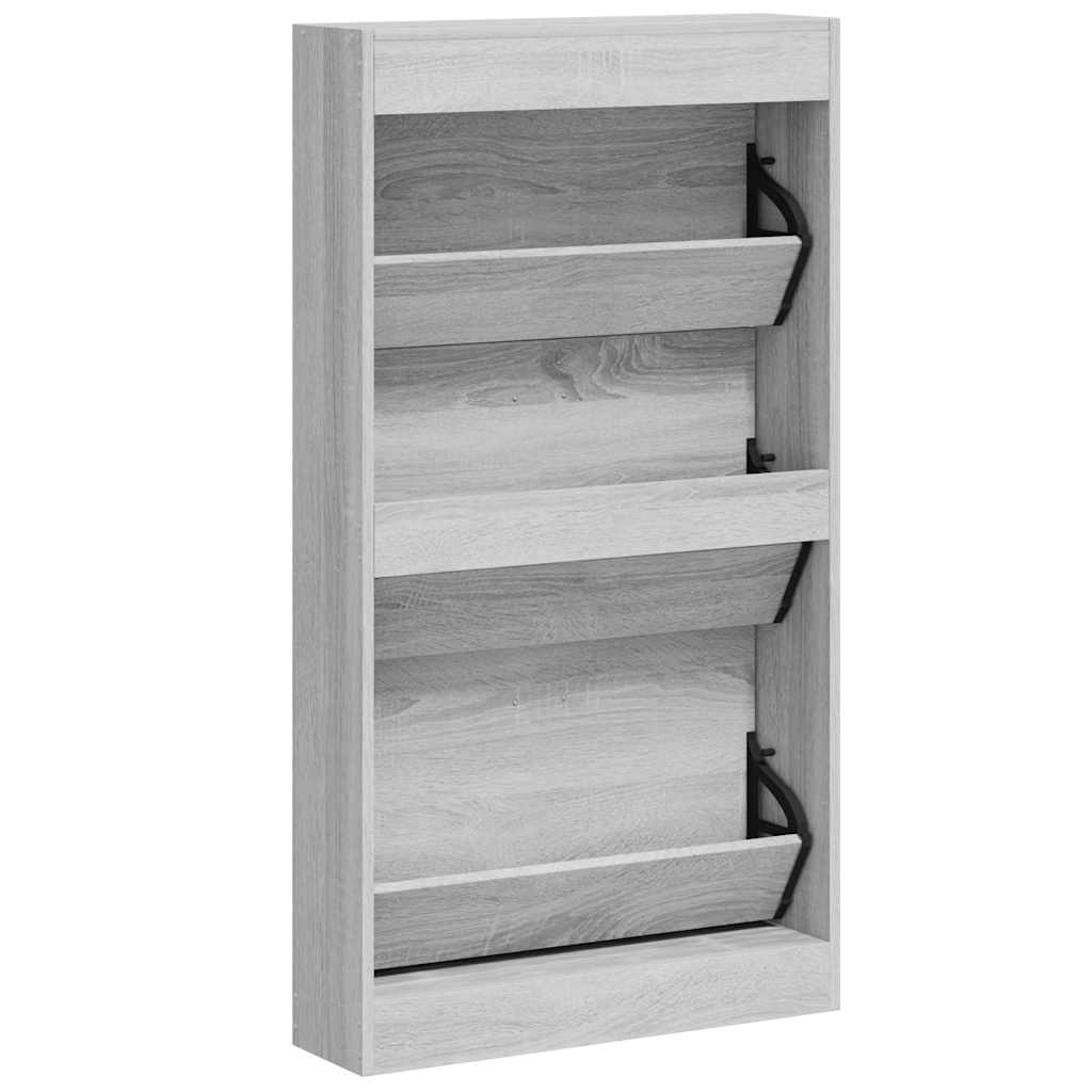 skoskab 59x17x108 cm konstrueret træ grå sonoma-eg