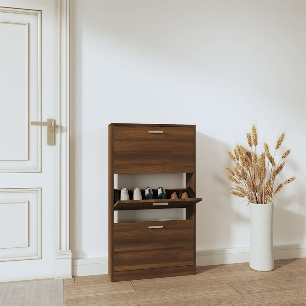 skoreol 59x17x108 cm konstrueret træ brun egetræsfarve
