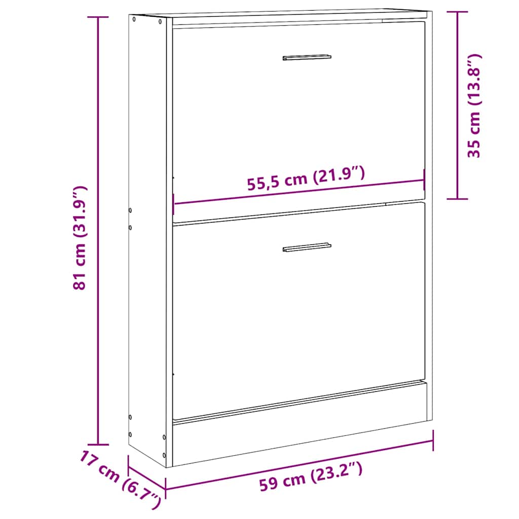 skoskab hvid 59x17x81 cm konstrueret træ
