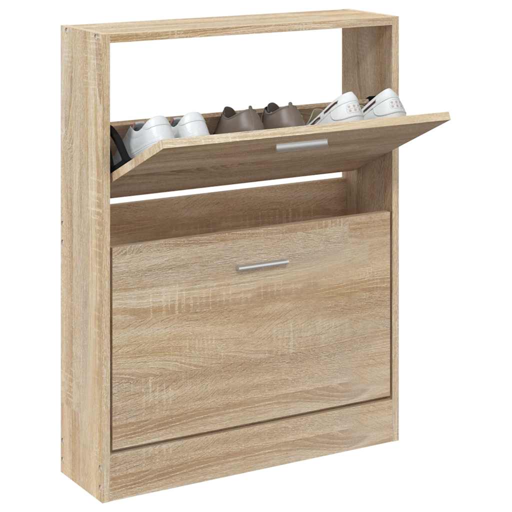 skoskab egetræ 59x17x81 cm konstrueret træ