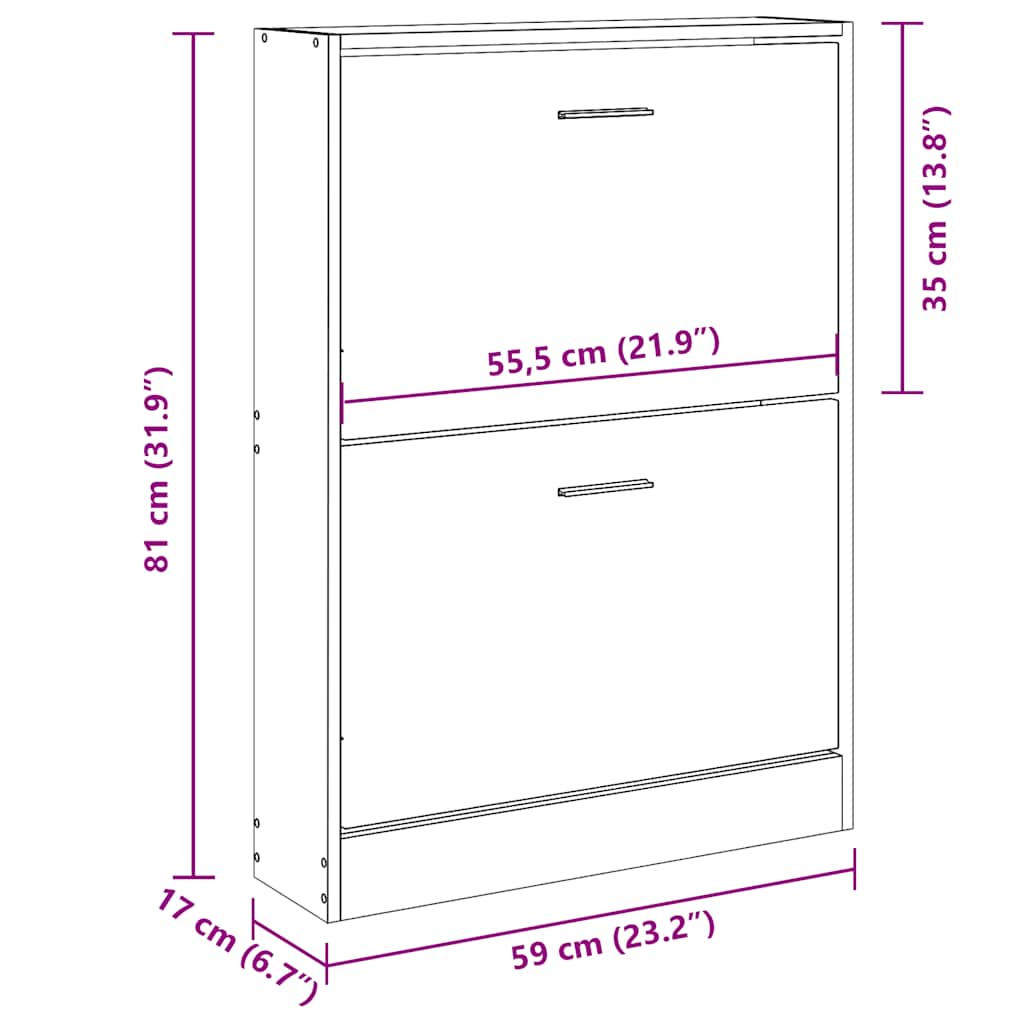 skoskab 59x17x81 cm konstrueret træ sort