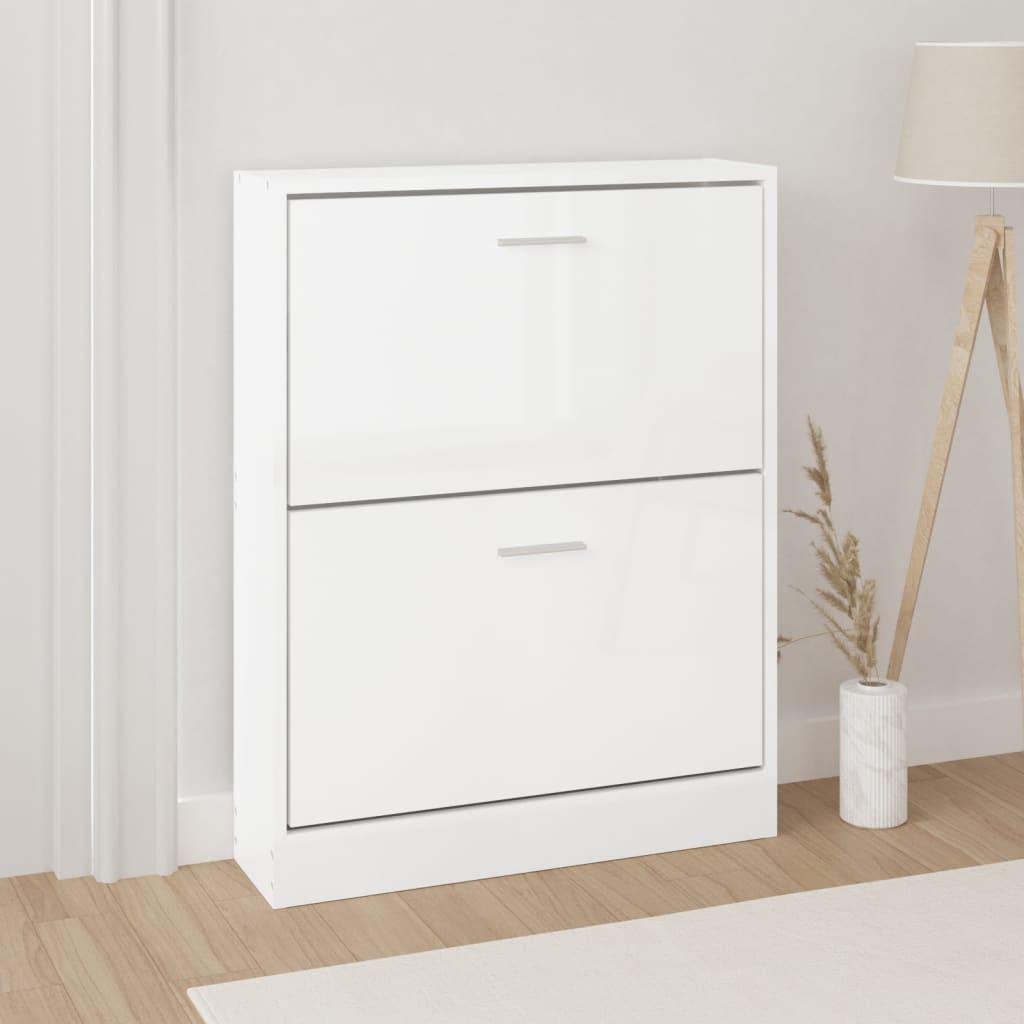 skoreol 59x17x81 cm konstrueret træ hvid højglans