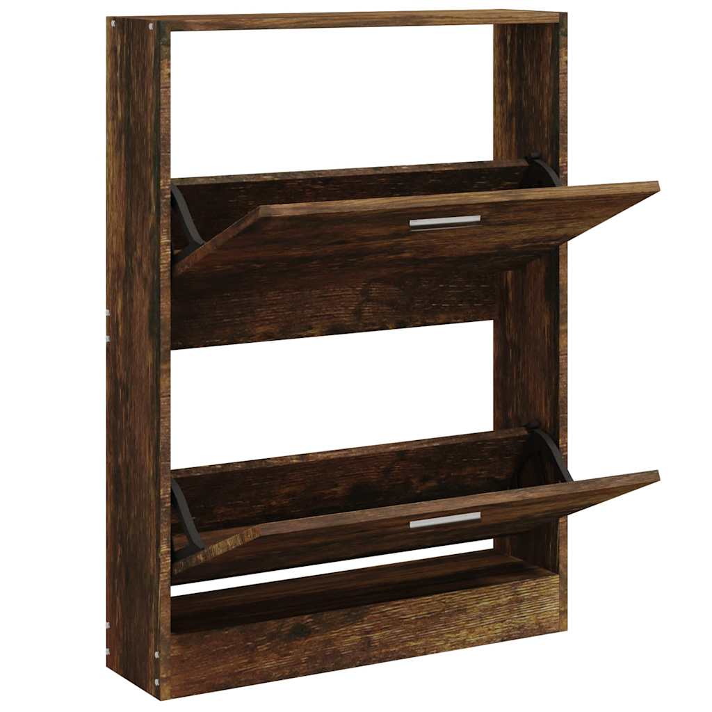 skoskab 59x17x81 cm konstrueret træ røget egetræsfarve