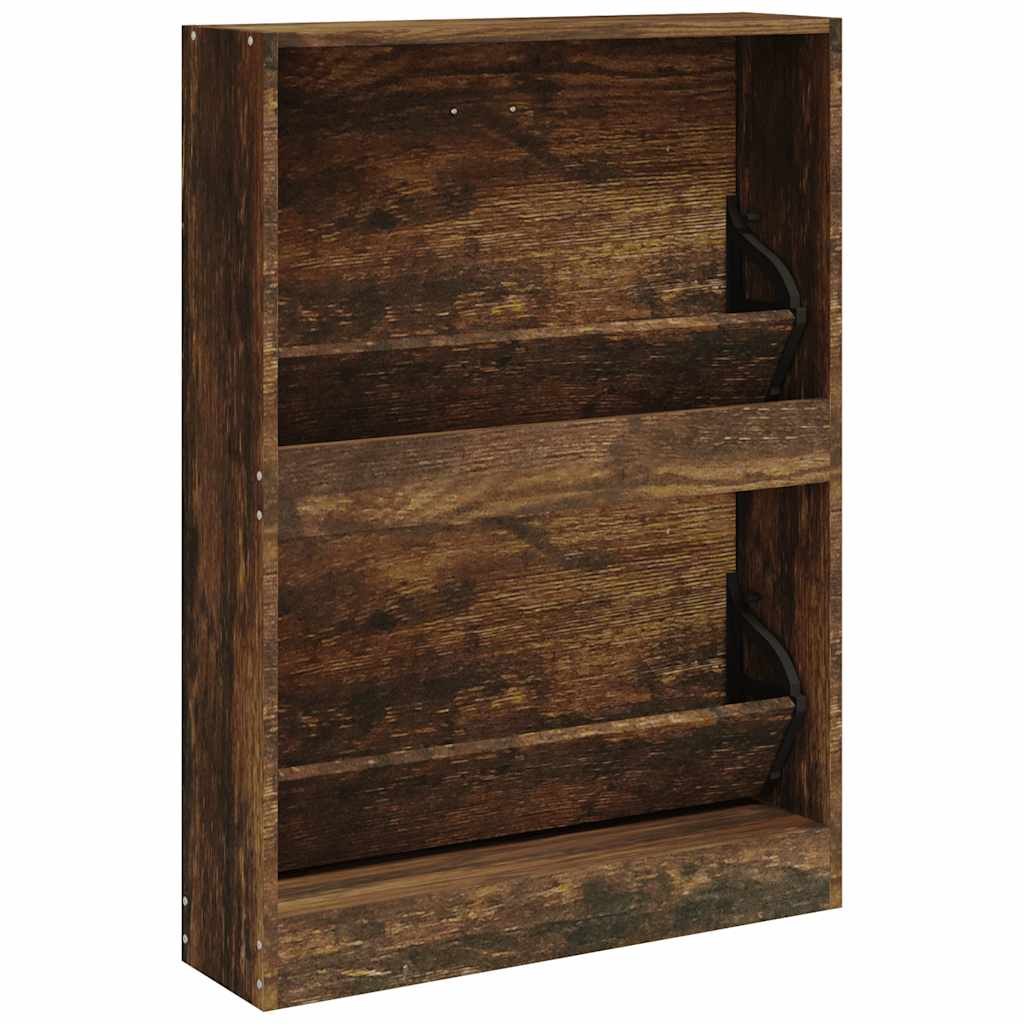 skoskab 59x17x81 cm konstrueret træ røget egetræsfarve