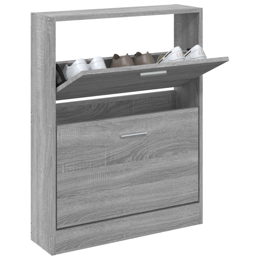 skoskab 59x17x81 cm konstrueret træ grå sonoma-eg