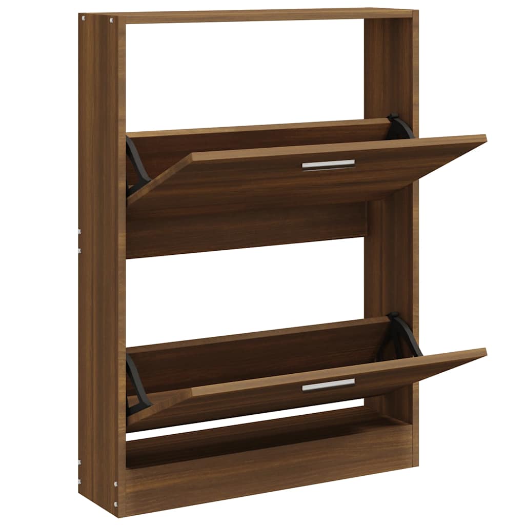 skoskab 59x17x81 cm konstrueret træ brun egetræ