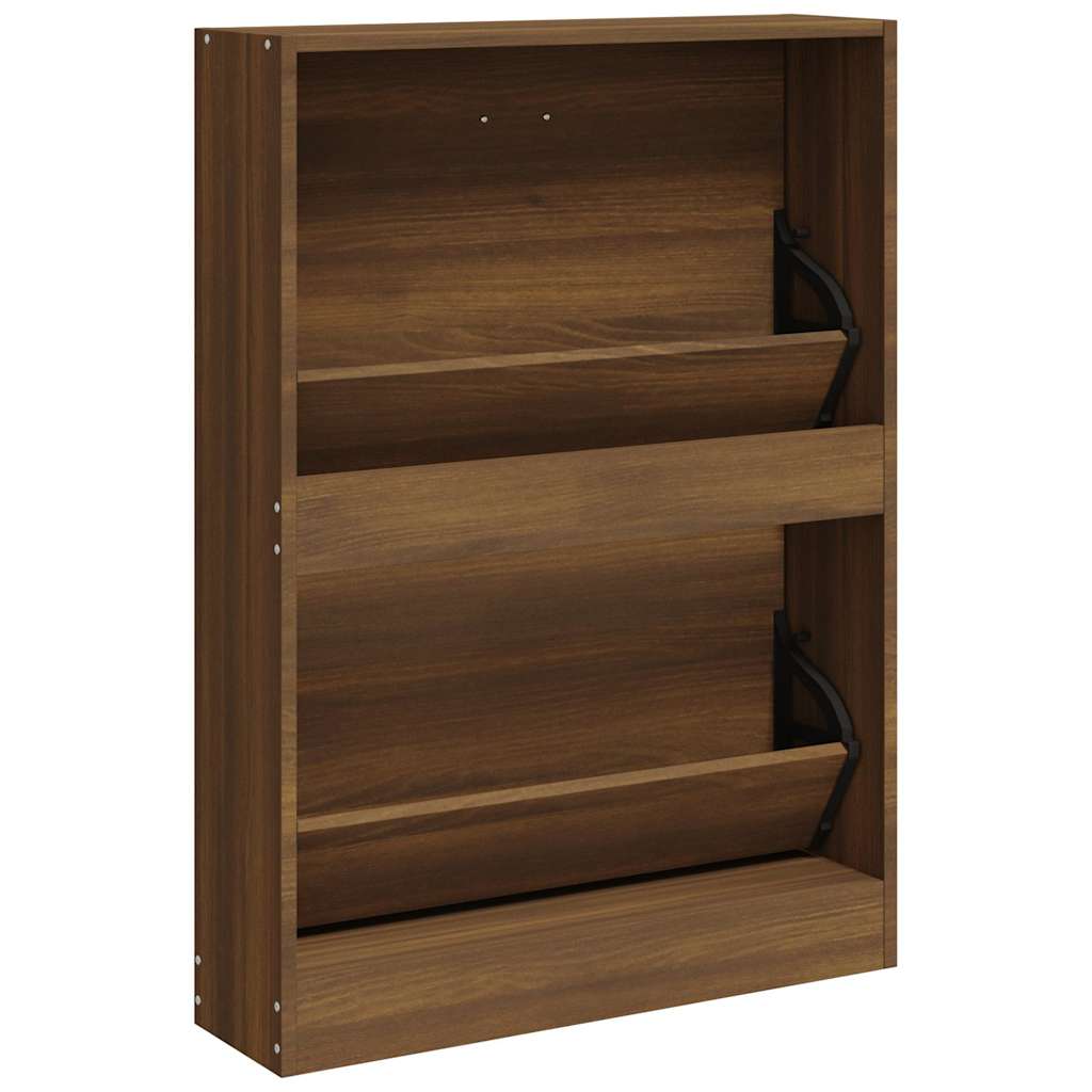 skoskab 59x17x81 cm konstrueret træ brun egetræ