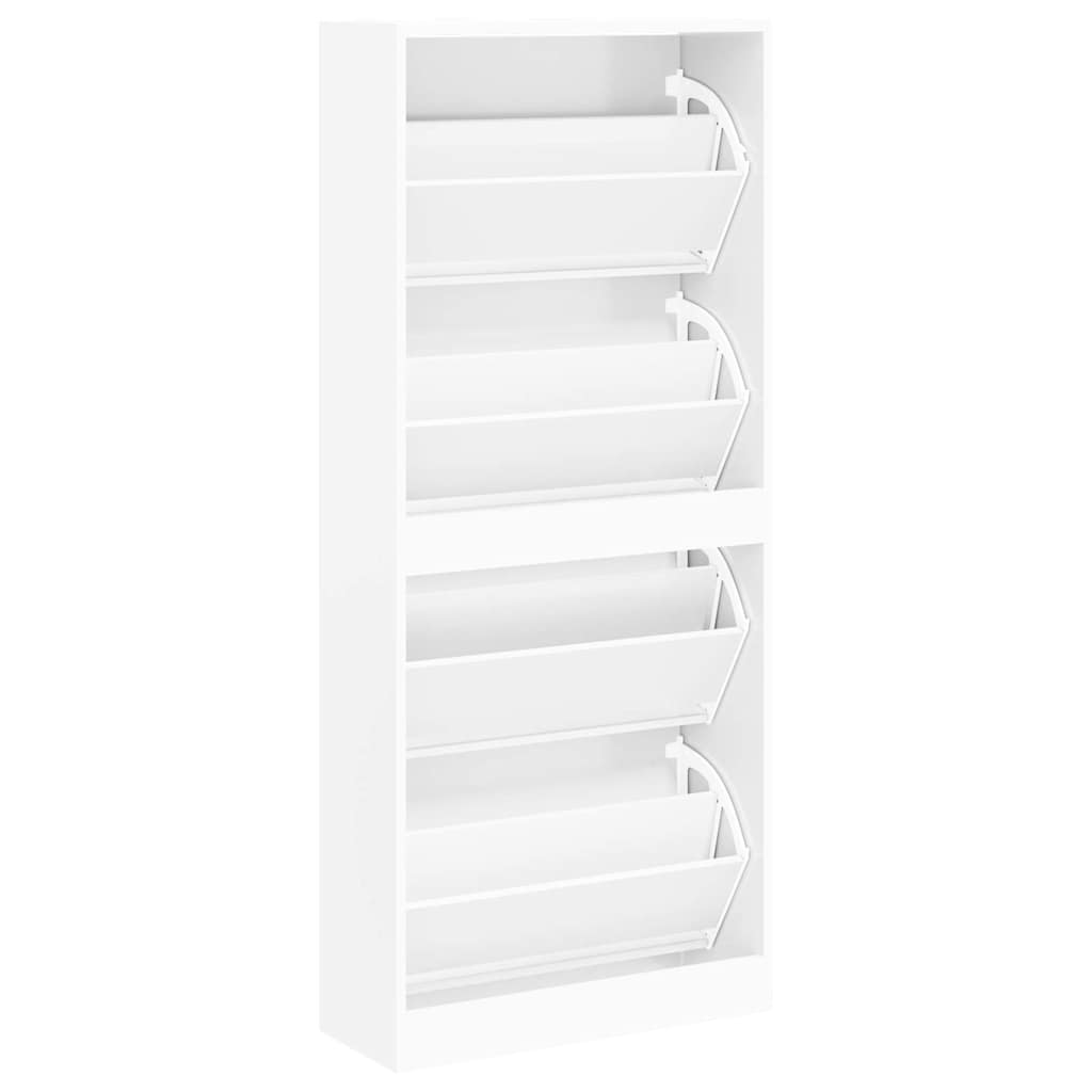 skoskab 63x24x147 cm konstrueret træ hvid