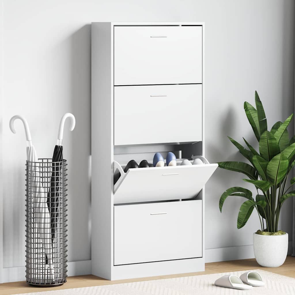 skoskab 63x24x147 cm konstrueret træ hvid