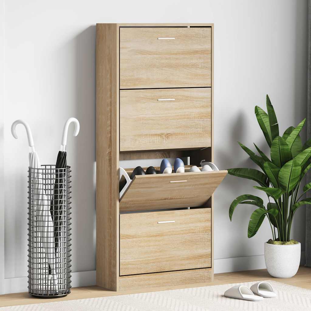 skoskab 63x24x147 cm konstrueret træ sonoma-eg