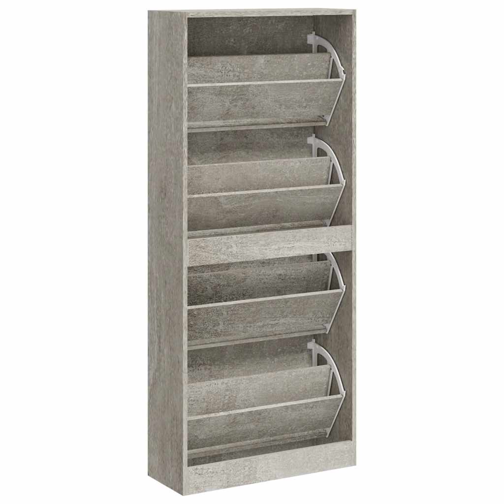skoskab 63x24x147 cm konstrueret træ betongrå