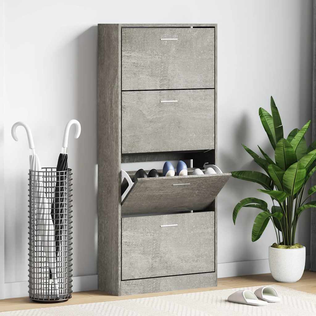 skoskab 63x24x147 cm konstrueret træ betongrå