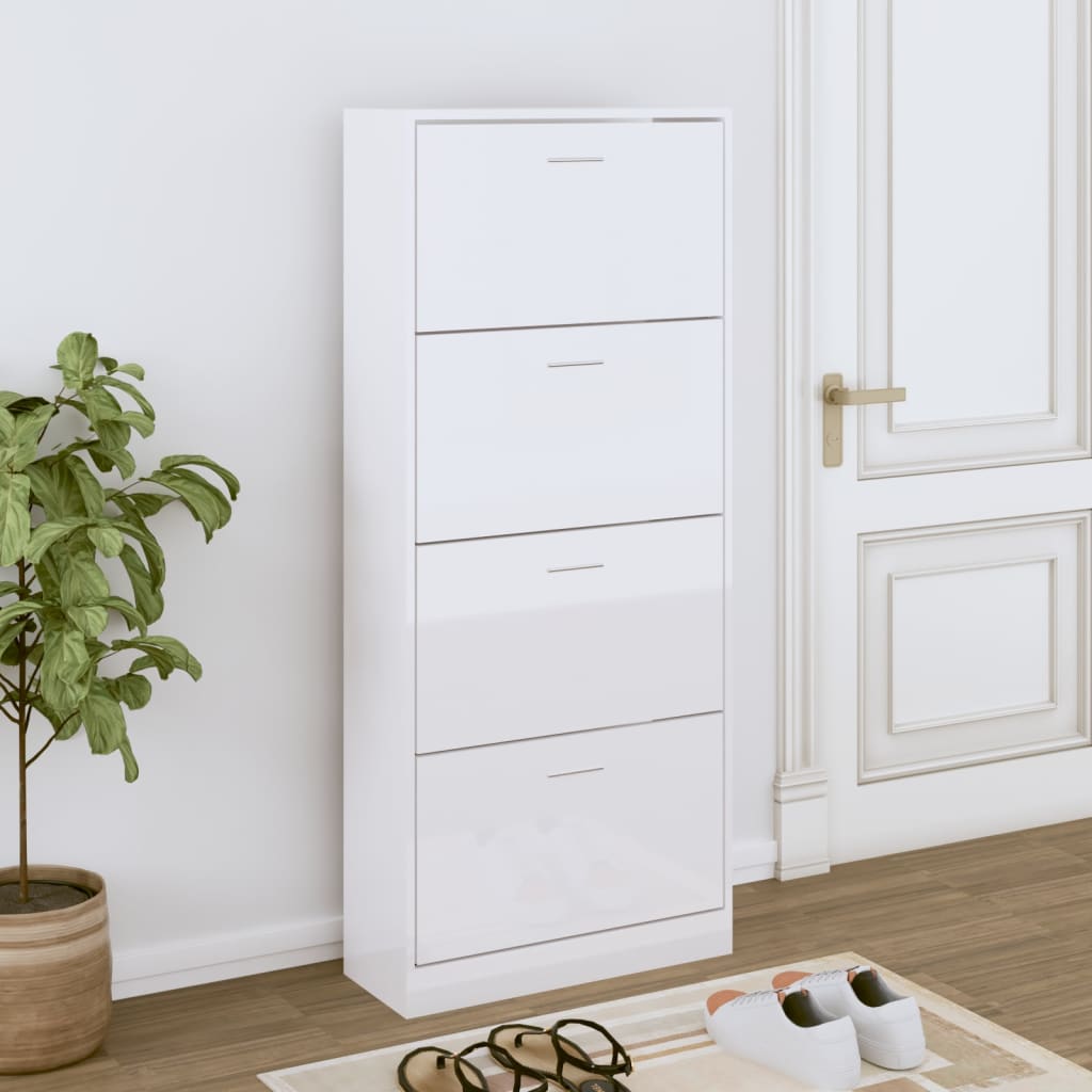 skoreol 63x24x147 cm konstrueret træ hvid højglans