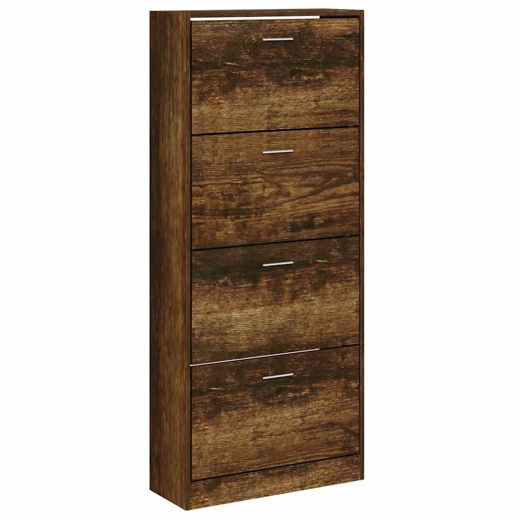 skoskab 63x24x147 cm konstrueret træ røget egetræsfarve