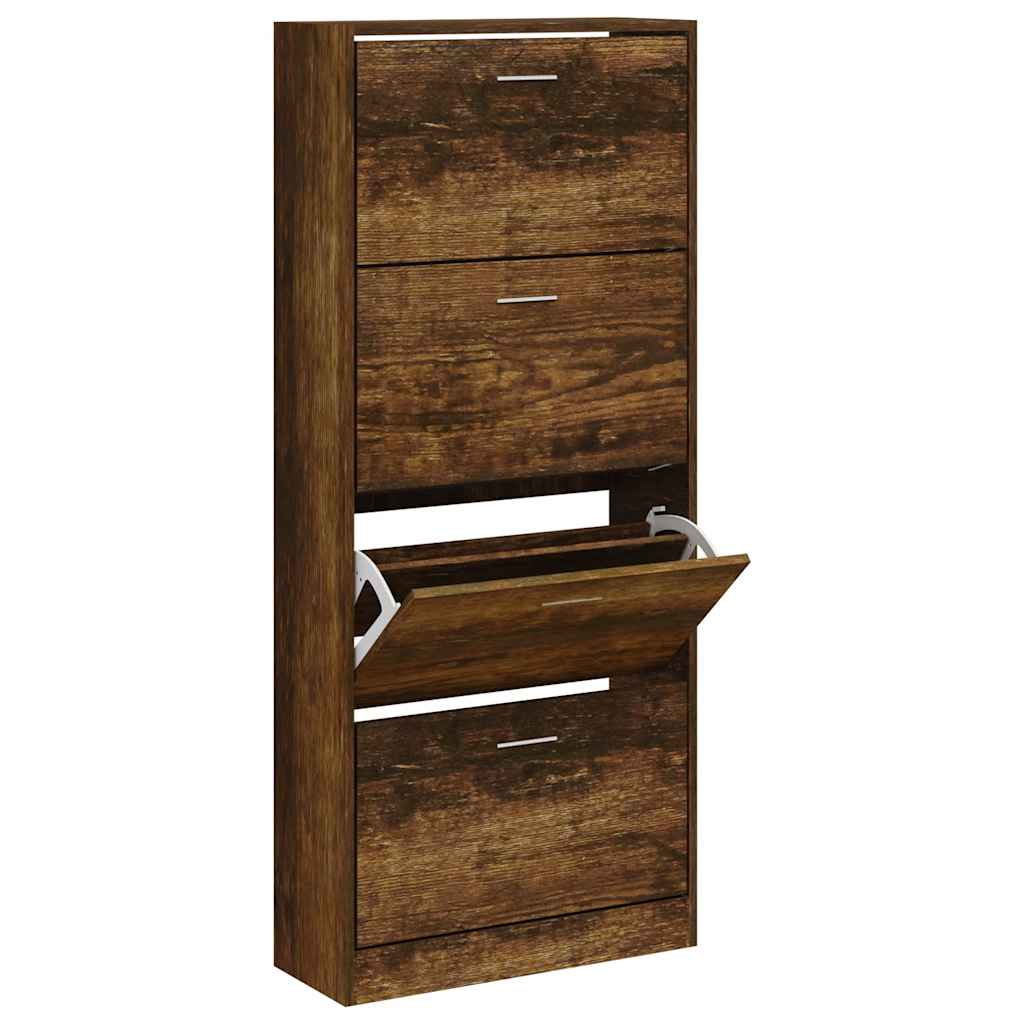 skoskab 63x24x147 cm konstrueret træ røget egetræsfarve