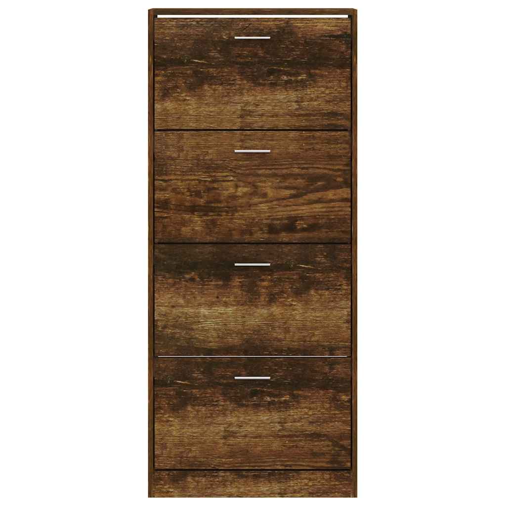 skoskab 63x24x147 cm konstrueret træ røget egetræsfarve