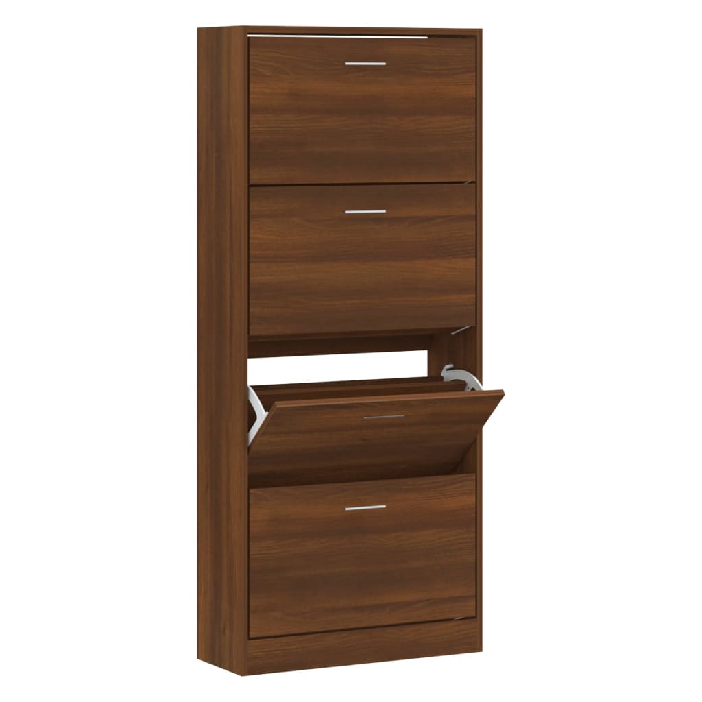 skoskab 63x24x147 cm konstrueret træ brun egetræsfarve