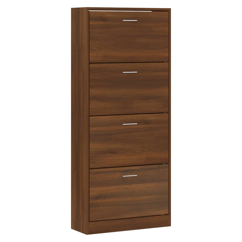 skoskab 63x24x147 cm konstrueret træ brun egetræsfarve