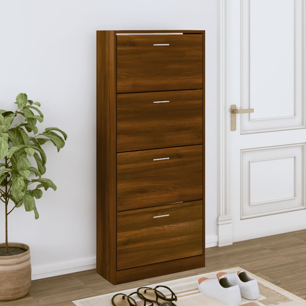 skoskab 63x24x147 cm konstrueret træ brun egetræsfarve