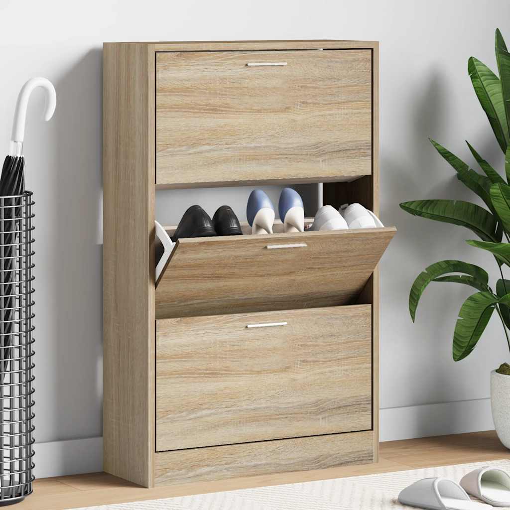 skoskab 63x24x103 cm konstrueret træ sonoma-eg
