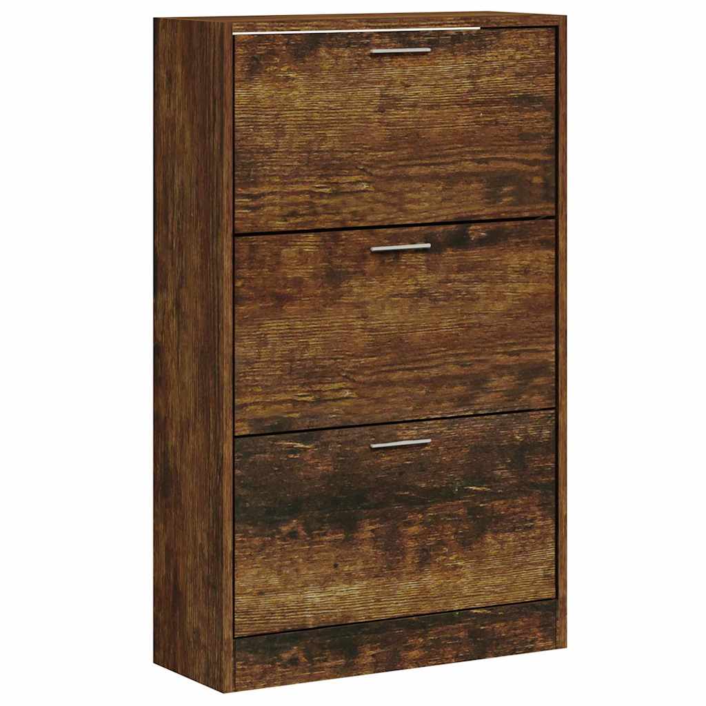 skoskab 63x24x103 cm konstrueret træ røget egetræsfarve
