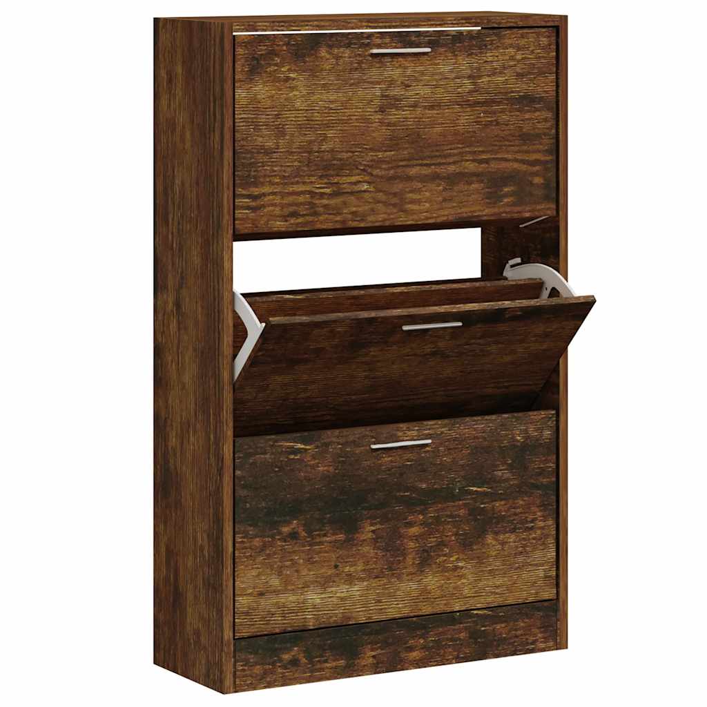 skoskab 63x24x103 cm konstrueret træ røget egetræsfarve
