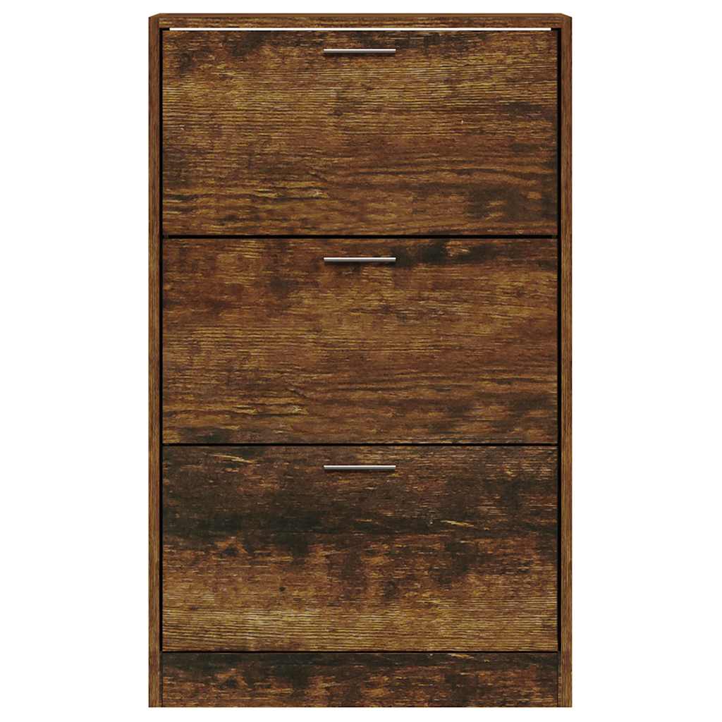 skoskab 63x24x103 cm konstrueret træ røget egetræsfarve