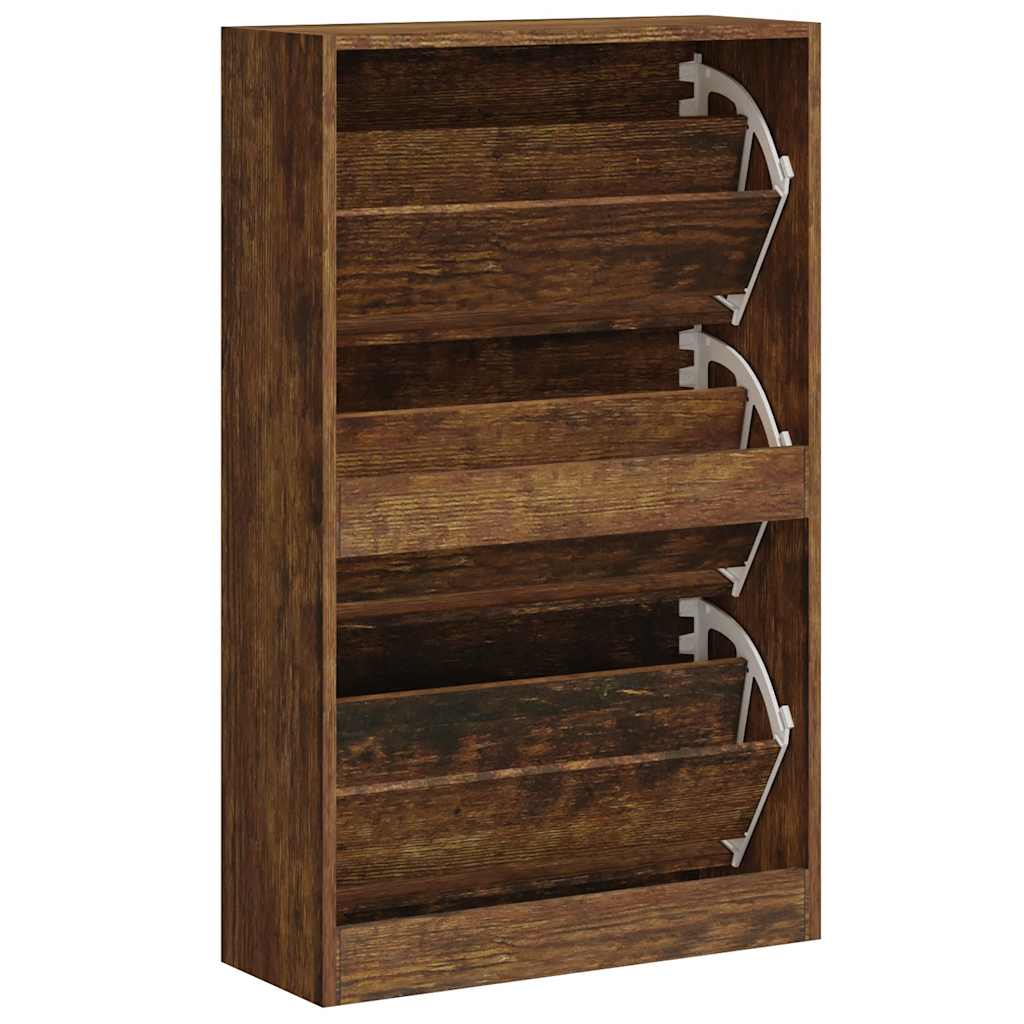 skoskab 63x24x103 cm konstrueret træ røget egetræsfarve