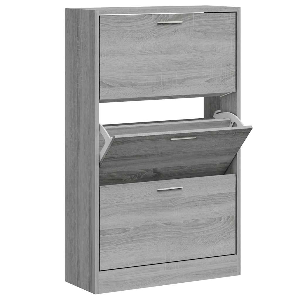 skoskab 63x24x103 cm konstrueret træ grå sonoma-eg
