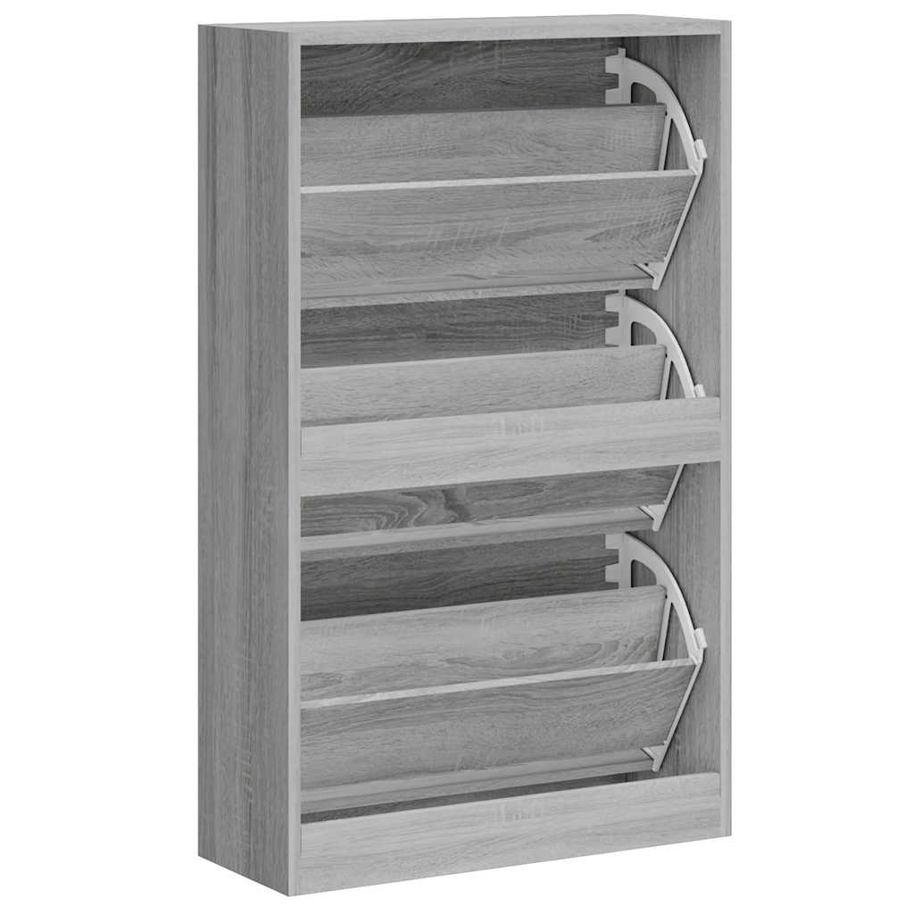 skoskab 63x24x103 cm konstrueret træ grå sonoma-eg