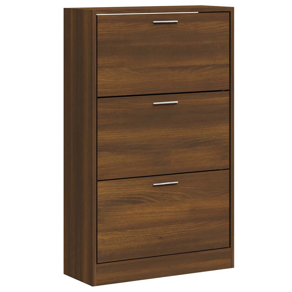 skoskab 63x24x103 cm konstrueret træ brun egetræsfarve