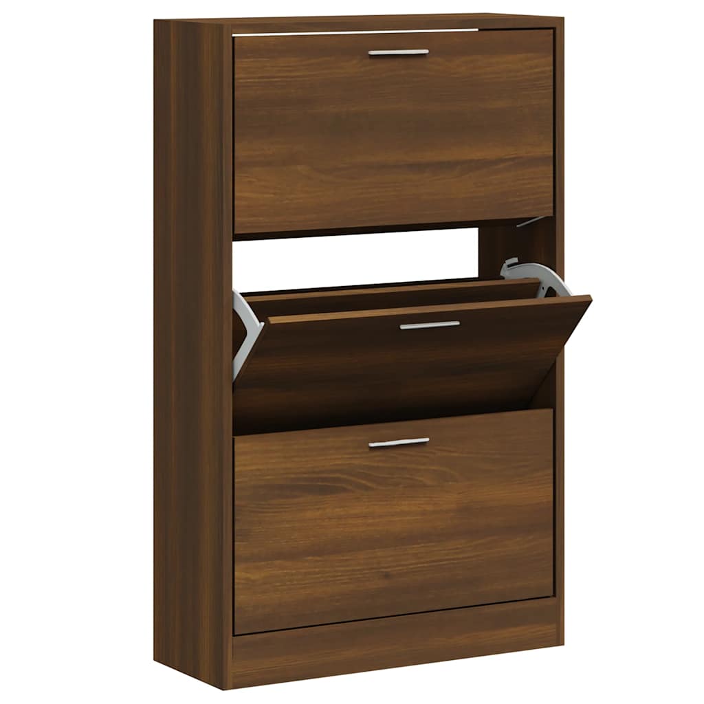 skoskab 63x24x103 cm konstrueret træ brun egetræsfarve
