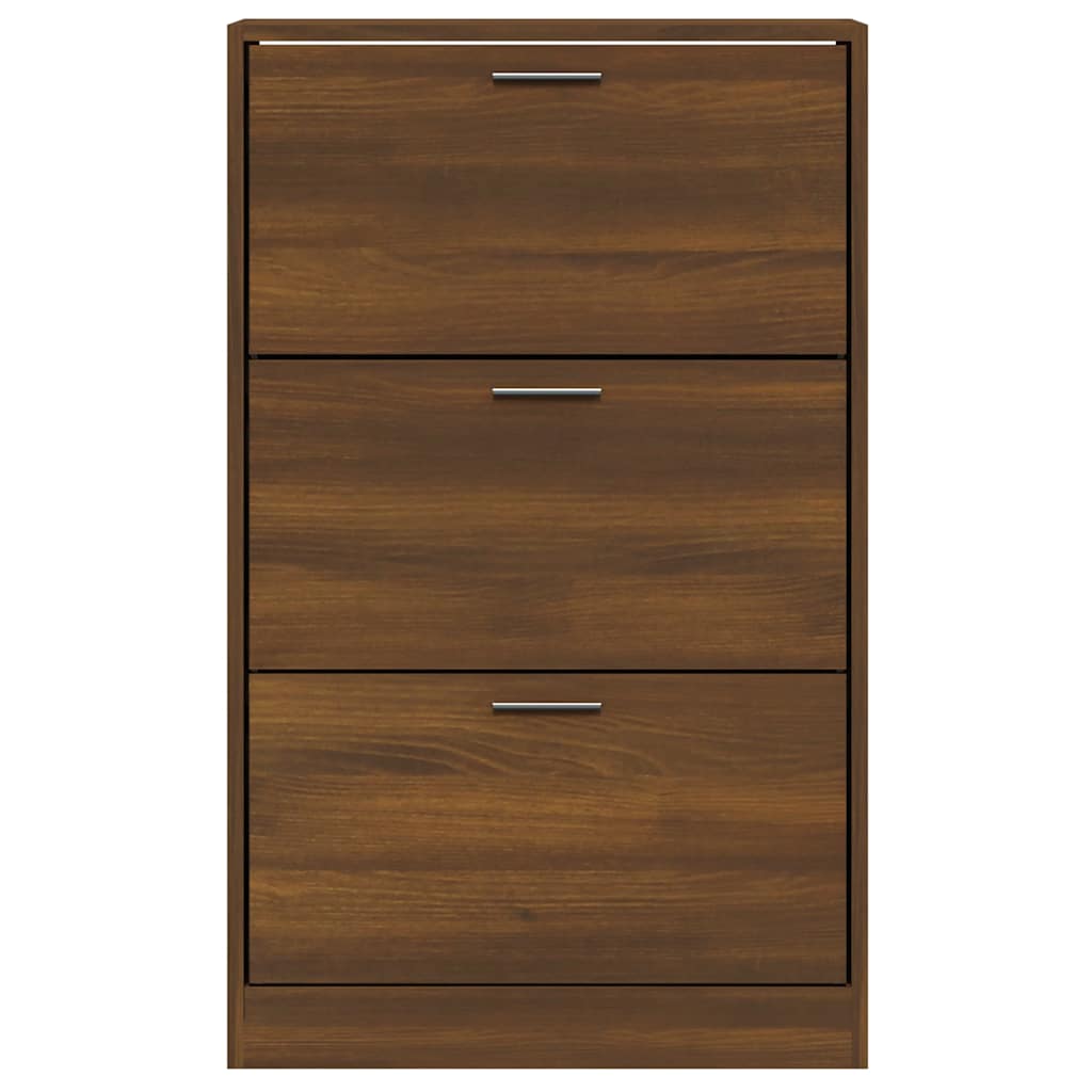 skoskab 63x24x103 cm konstrueret træ brun egetræsfarve