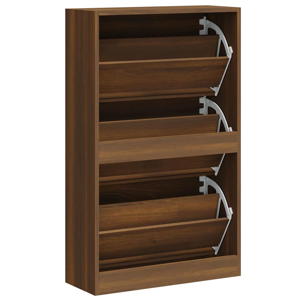 skoskab 63x24x103 cm konstrueret træ brun egetræsfarve