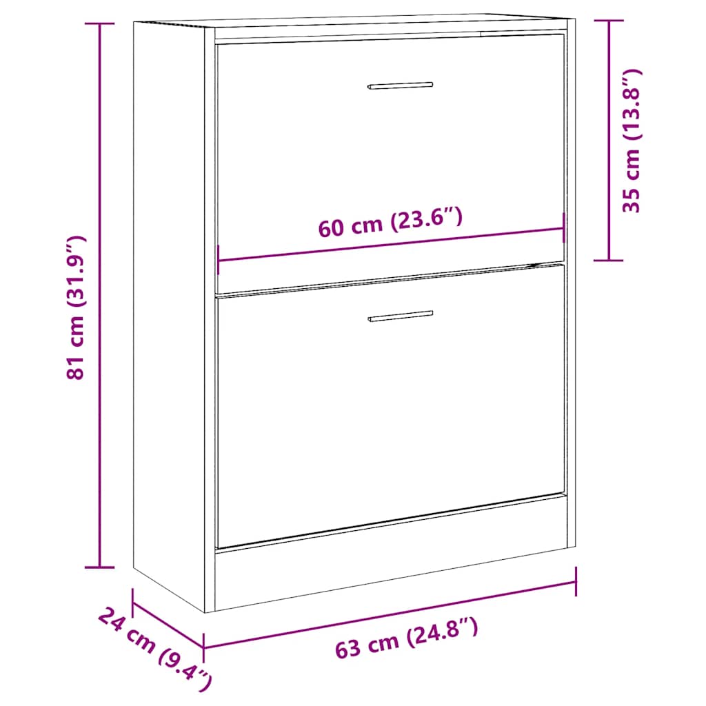 skoskab 63x24x81 cm konstrueret træ sort