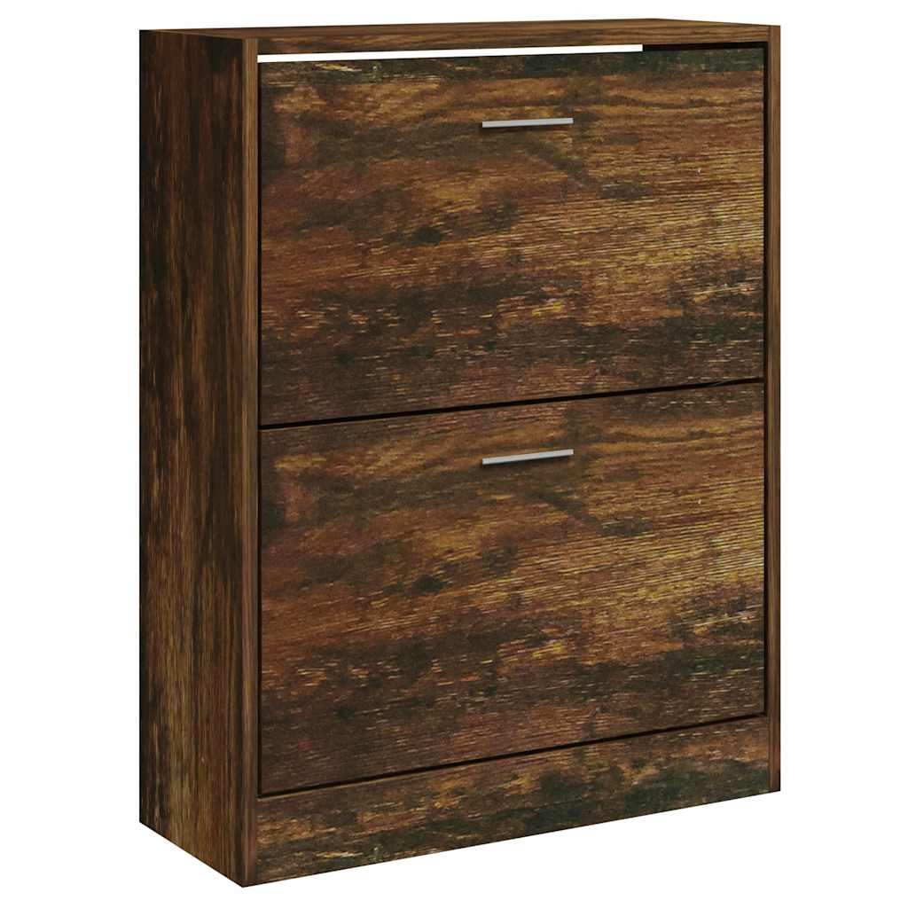 skoskab 63x24x81 cm konstrueret træ røget egetræsfarve