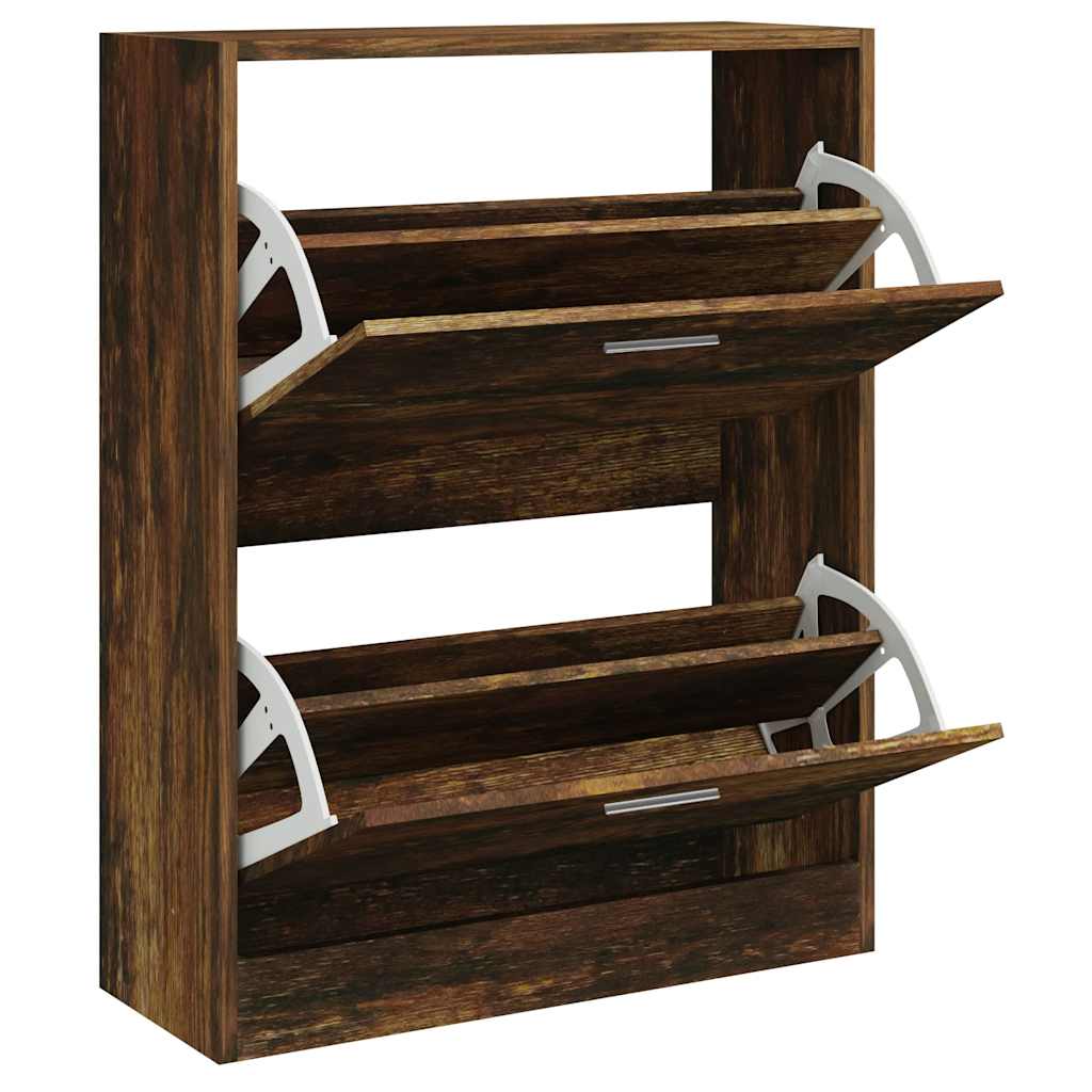 skoskab 63x24x81 cm konstrueret træ røget egetræsfarve