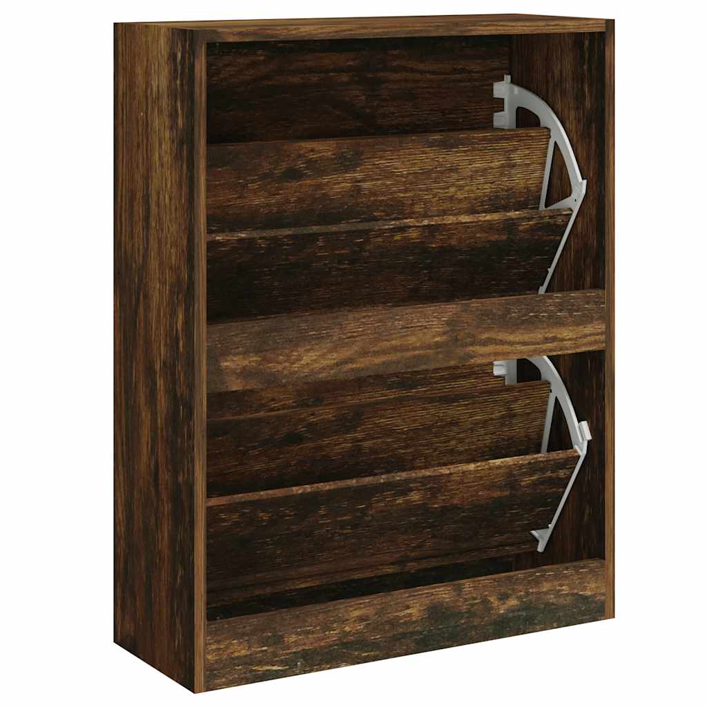 skoskab 63x24x81 cm konstrueret træ røget egetræsfarve