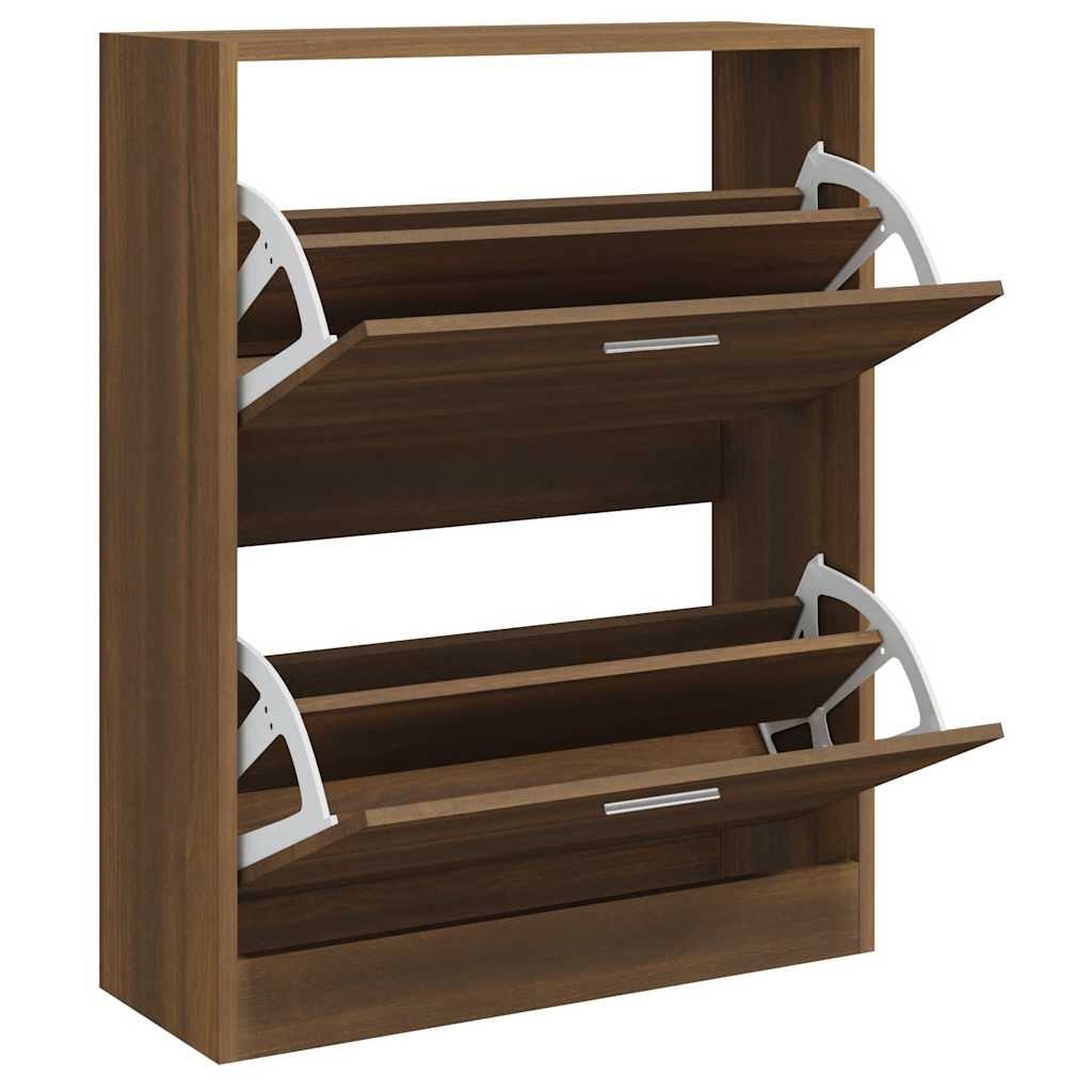 skoskab 63x24x81 cm konstrueret træ brun egetræ