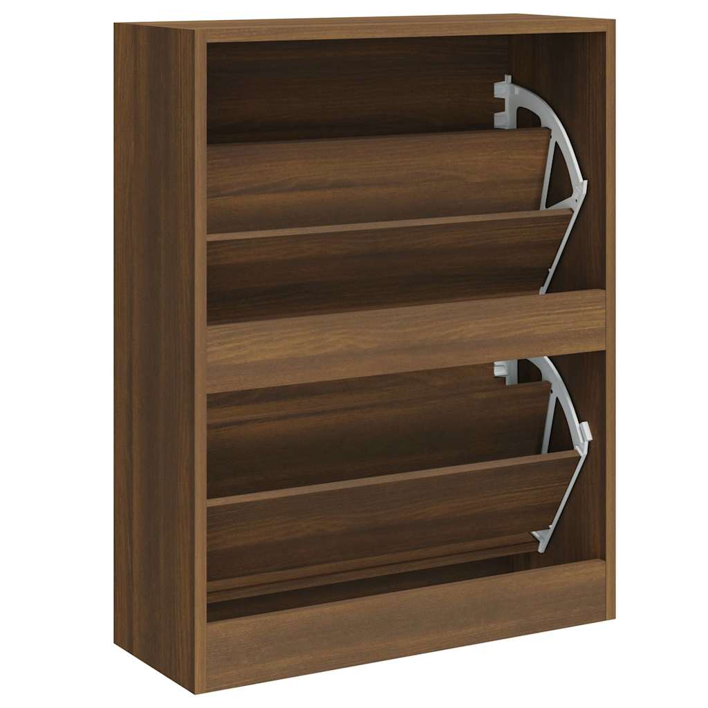 skoskab 63x24x81 cm konstrueret træ brun egetræ