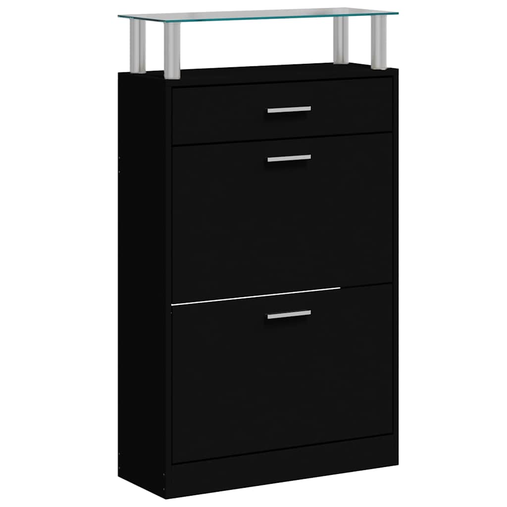 skoskab 63x24x104 cm konstrueret træ sort