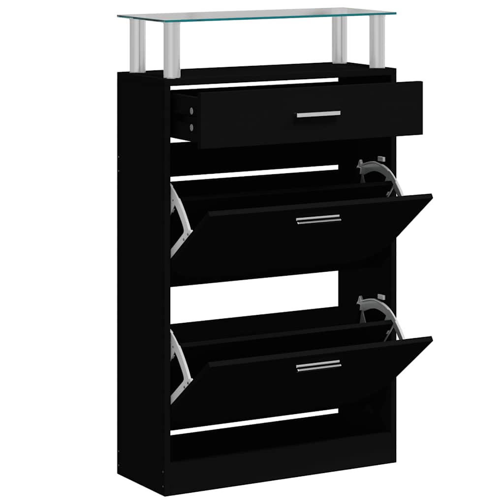 skoskab 63x24x104 cm konstrueret træ sort
