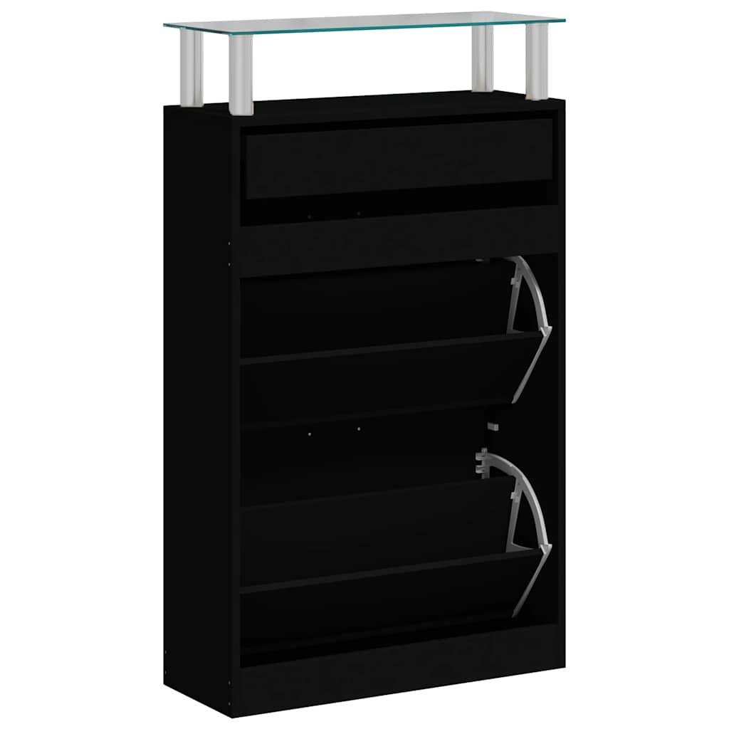 skoskab 63x24x104 cm konstrueret træ sort
