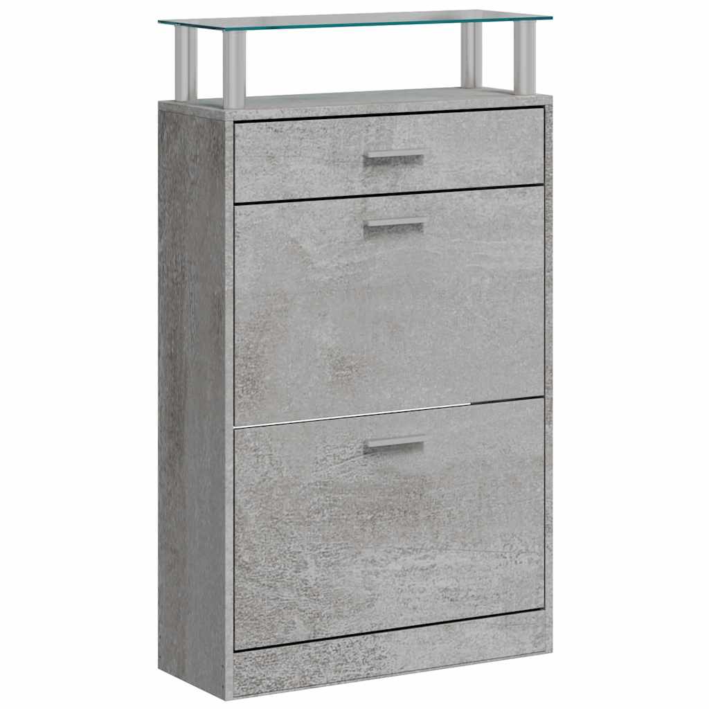 skoskab 63x24x104 cm konstrueret træ betongrå