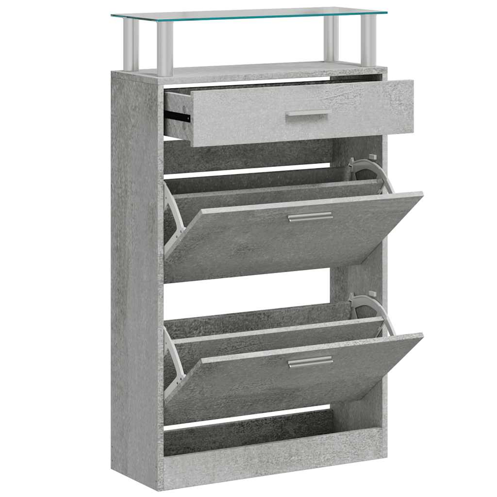 skoskab 63x24x104 cm konstrueret træ betongrå