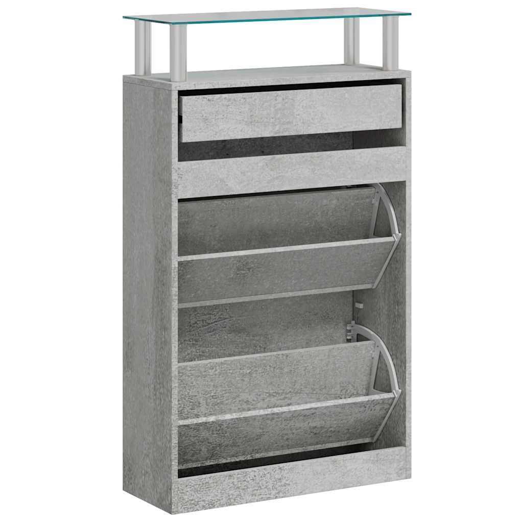 skoskab 63x24x104 cm konstrueret træ betongrå