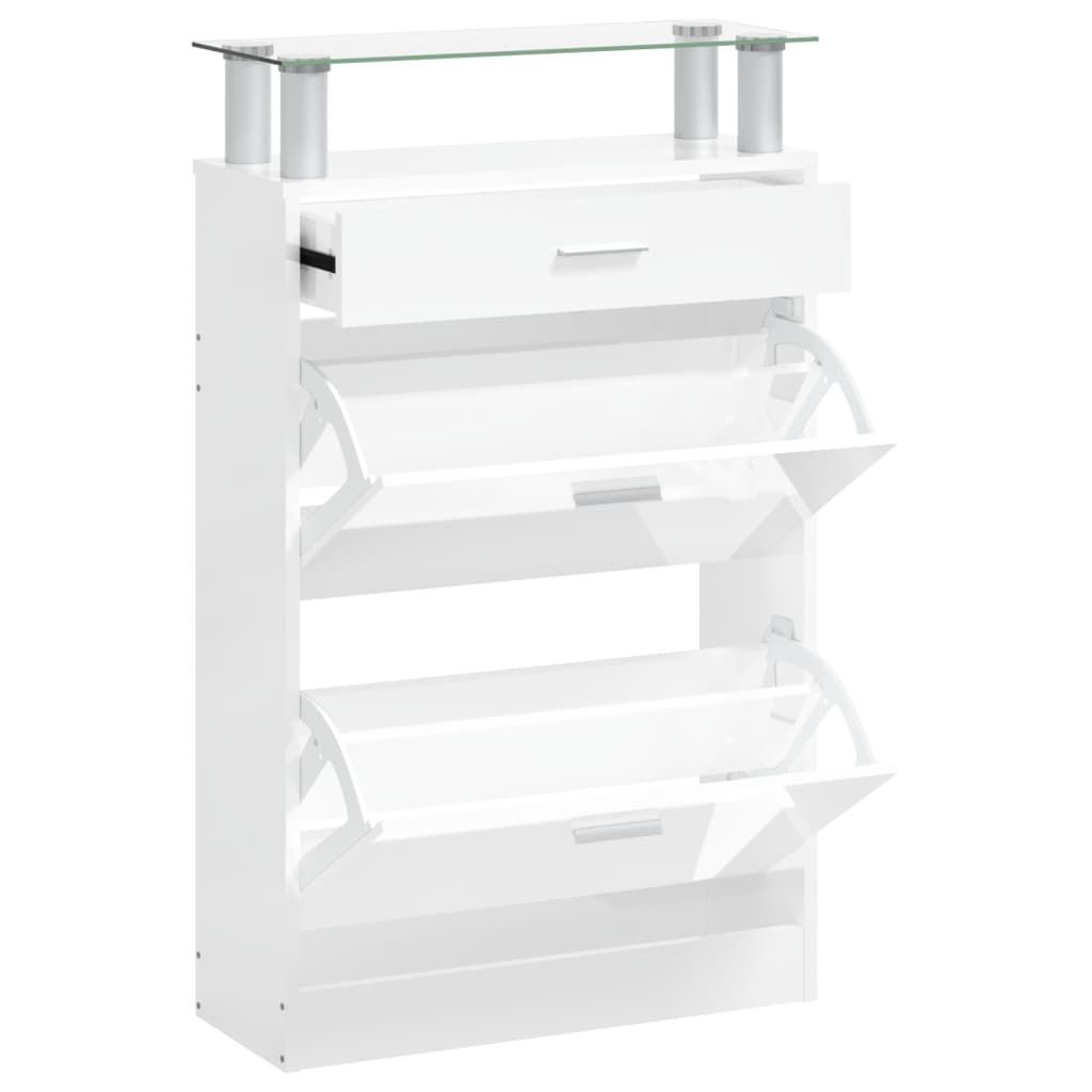 skoreol 63x24x104 cm konstrueret træ hvid højglans