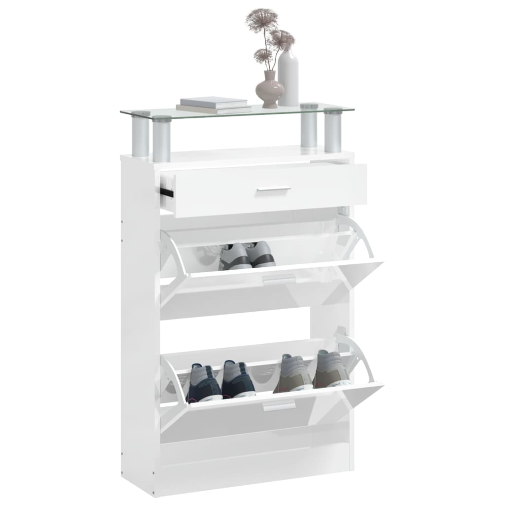 skoreol 63x24x104 cm konstrueret træ hvid højglans